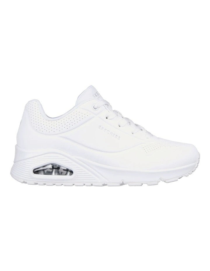 Skechers Uno Stand On Air Sneaker in White with cushioned comfort and modern sporty style