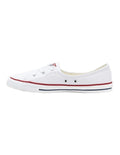 Converse Chuck Taylor All Star Ballet Lace Optical Sneaker in White, featuring a clean, low-profile design with ballet-inspired laces for a chic, feminine look.