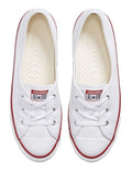 Converse Chuck Taylor All Star Ballet Lace Optical Sneaker in White, featuring a clean, low-profile design with ballet-inspired laces for a chic, feminine look.