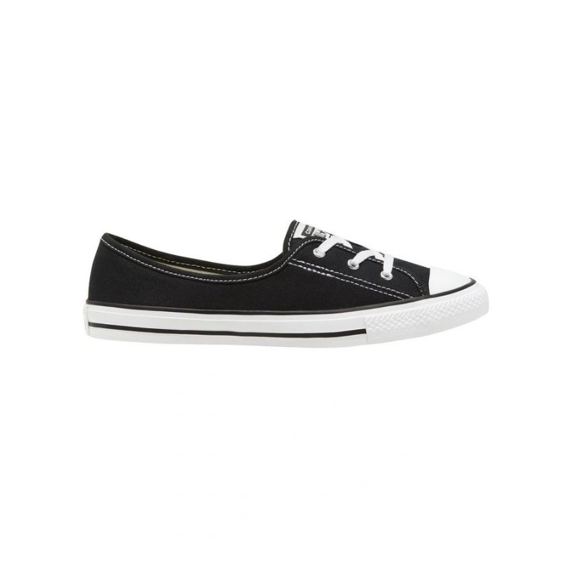 Converse Chuck Taylor All Star Ballet Lace Sneaker in Black, featuring a sleek, low-profile design with ballet-inspired laces for a feminine, stylish look.