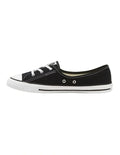 Converse Chuck Taylor All Star Ballet Lace Sneaker in Black, featuring a sleek, low-profile design with ballet-inspired laces for a feminine, stylish look.