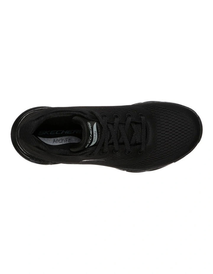 Skechers Arch Fit Sunny Outlook Sneaker in Black - supportive cushioned walking shoes for everyday comfort