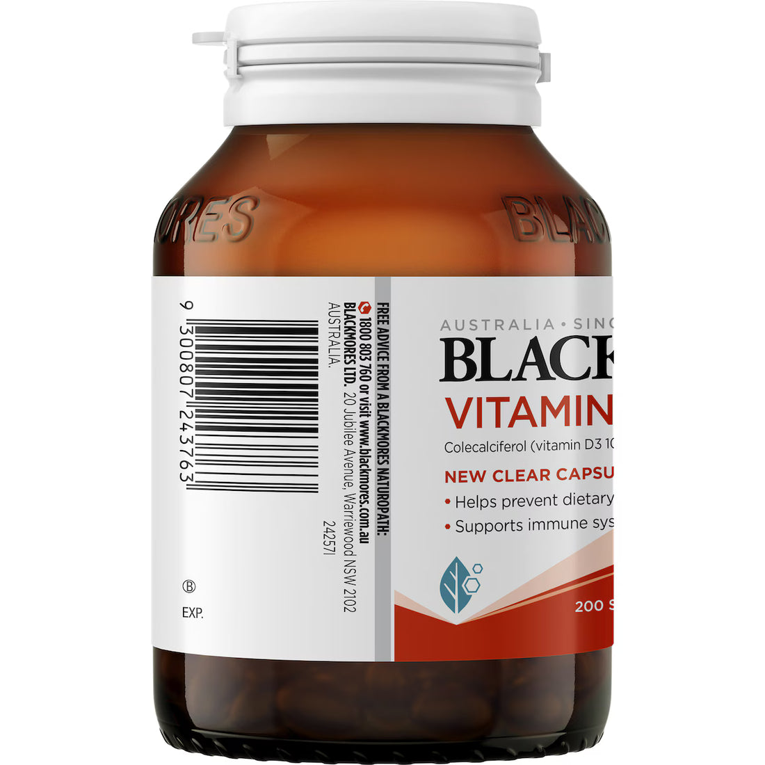 Blackmores Vitamin D3 1000IU Bone Health Immunity Capsules 200 pack