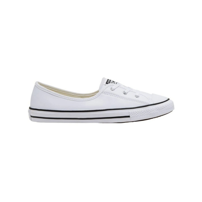 Converse Chuck Taylor All Star Ballet Lace Sneaker in White, offering a sleek, low-profile design with ballet-inspired laces for a feminine touch.