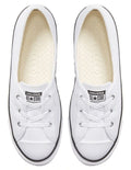 Converse Chuck Taylor All Star Ballet Lace Sneaker in White, offering a sleek, low-profile design with ballet-inspired laces for a feminine touch.