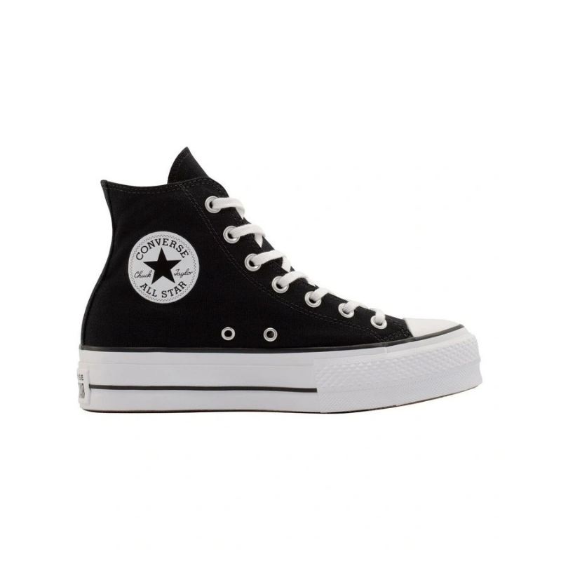 Converse Chuck Taylor All Star Lift Hi Top Sneaker in Black/White, featuring a high-top design with a platform sole for elevated style.