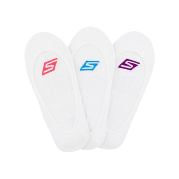 Skechers mesh superlow cushioned socks 3 pack in white front view