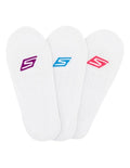 Skechers mesh superlow cushioned socks 3 pack in white front view