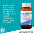 Blackmores Probiotics+ Daily Health Hard Capsules 55 pack showcasing a bottle of probiotic supplements designed for daily digestive and immune health support.