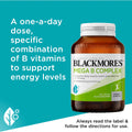 Blackmores Mega B Complex Tablets 200 pack, high-quality vitamin B supplement for energy, stress relief, and overall health support.