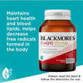 Blackmores CoQ10 150mg Heart & Blood Lipid Health Capsules 90 pack bottle on white background — dietary supplement supporting cardiovascular health and energy production.