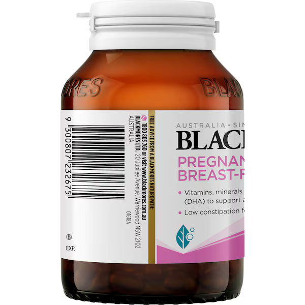 Blackmores Pregnancy & Breastfeeding Gold Vitamin Capsules in a 60-pack bottle designed to support the health and well-being of pregnant and breastfeeding women.