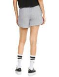PUMA Essential 5 Inch High Waist Shorts in black with rib waistband, side pockets, and sustainable cotton fabric