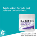 Blackmores Sleep Sound Magnesium Powder 187.5g jar with purple and white packaging, dietary supplement for better sleep and relaxation