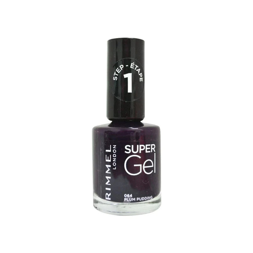 Rimmel Super Gel Nail Polish Step 1 064 Plum Pudding 12ml deep plum shade