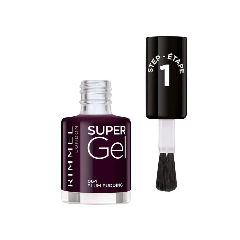 Rimmel Super Gel Nail Polish Step 1 064 Plum Pudding 12ml deep plum shade