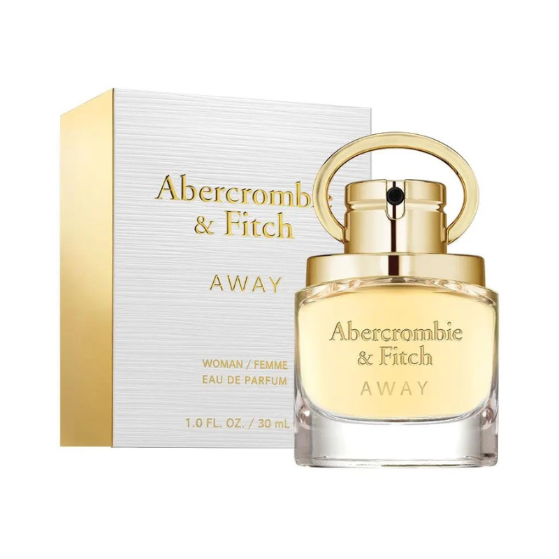 Abercrombie & Fitch Away perfume bottle and packaging on a white background