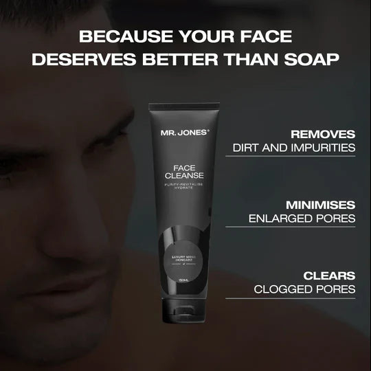 Face Cleanser for Men in sleek packaging designed for deep cleansing, hydrating, and refreshing men’s skin.