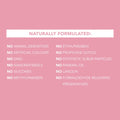 List of natural product ingredients on a pink background