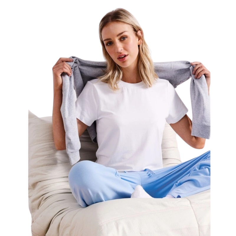 Chloe & Lola fitted tee with round neck, crafted from soft cotton-modal blend.