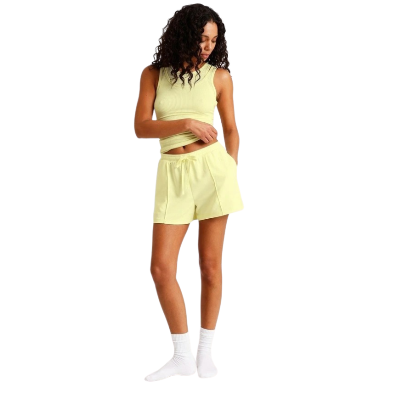 Chloe & Lola Pintuck Scuba Short in soft stretch modal fabric, featuring a drawcord and regular fit.