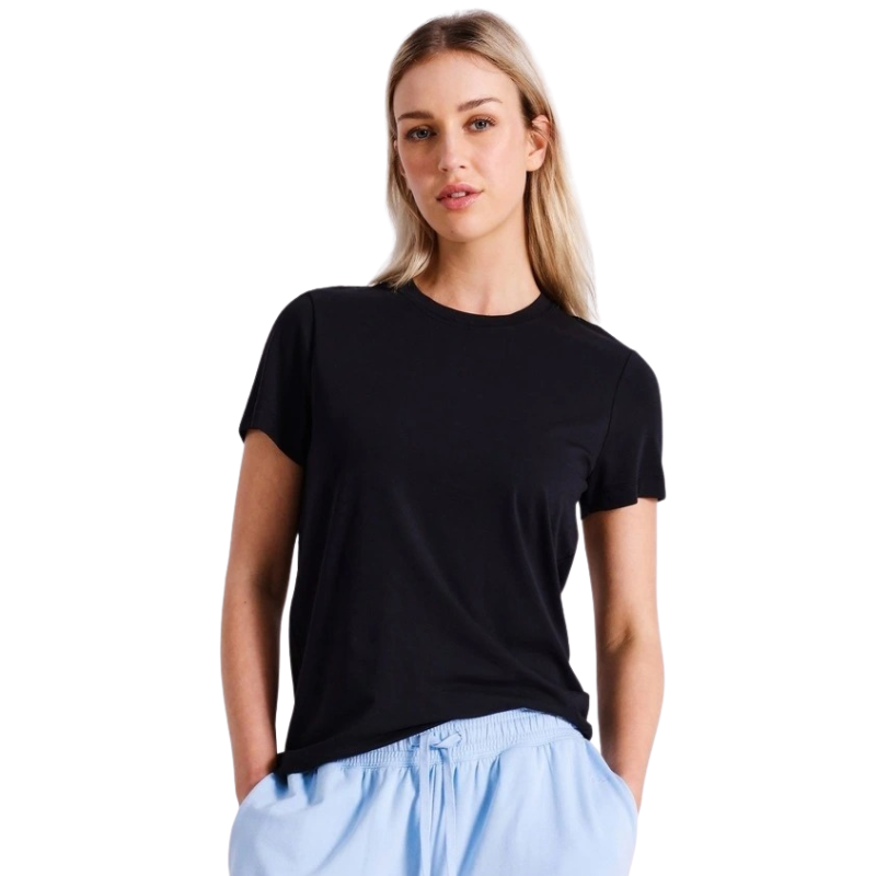 Chloe & Lola fitted tee with round neck, crafted from soft modal-cotton blend.