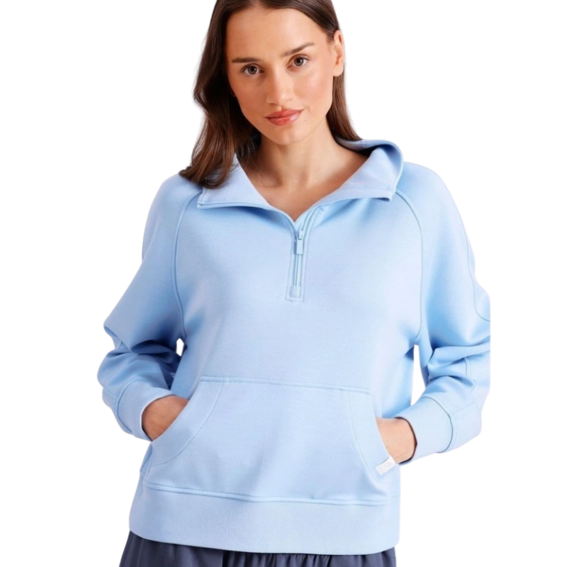 Chloe & Lola crew neck loungewear top in modal-polyester blend fabric.