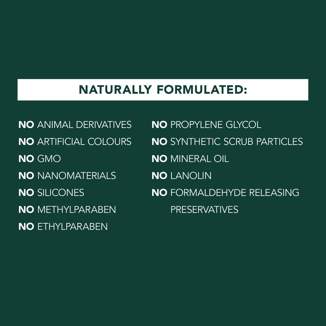 List of ingredients not used in a product on a green background