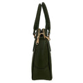 Elegant green leather office bag with detachable shoulder strap, ideal for professionals and business travel.