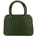 Elegant green leather office bag with detachable shoulder strap, ideal for professionals and business travel.
