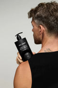 Mr Jones Men’s Hair, Face and Body Wash in sleek black packaging designed for all-in-one cleansing and grooming