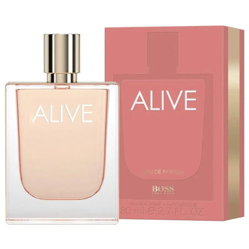 BOSS Alive perfume bottle and packaging on a white background