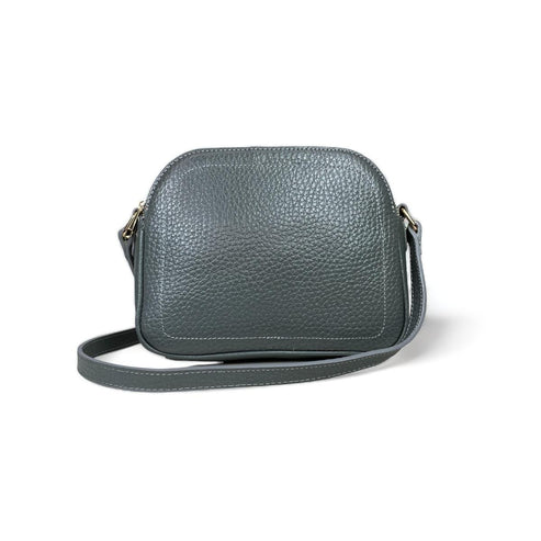 Elegant gray leather women’s shoulder bag and crossbody purse by LeatherLuxe — premium genuine leather handbag with adjustable strap and minimalist modern design.
