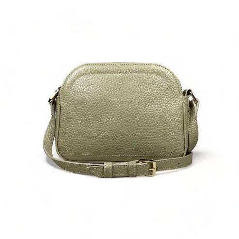 Cream leather women’s shoulder bag and crossbody by LeatherLuxe – elegant, premium quality handbag with adjustable strap and gold-tone hardware.