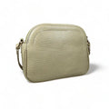 Cream leather women’s shoulder bag and crossbody by LeatherLuxe – elegant, premium quality handbag with adjustable strap and gold-tone hardware.