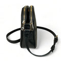 LeatherLuxe black leather women's shoulder bag and crossbody purse with sleek design and gold-tone hardware