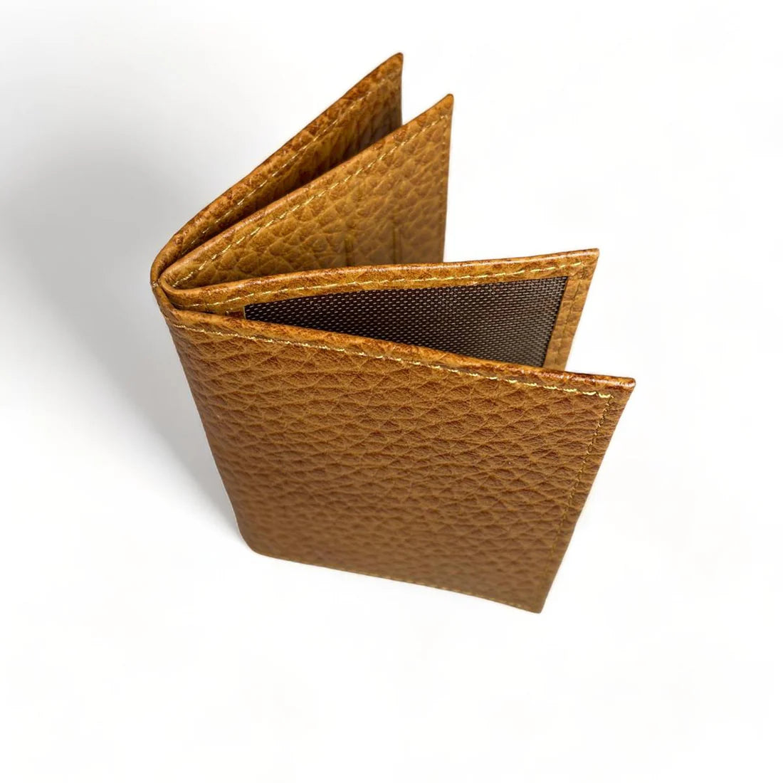 LeatherLuxe genuine leather card holder wallet in premium finish, showcasing sleek minimalist design and multiple card slots.