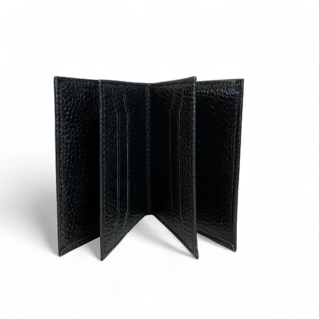 LeatherLuxe genuine leather card holder wallet in premium finish, showcasing sleek minimalist design and multiple card slots.