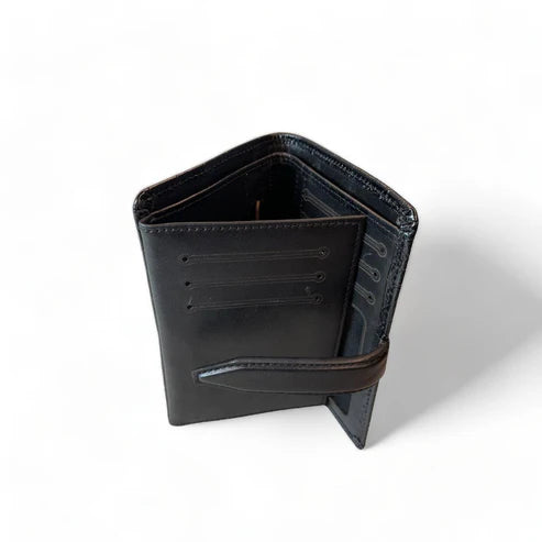 LeatherLuxe Black Genuine Leather Wallet with Card Holder – Premium Men’s Slim Bifold Wallet