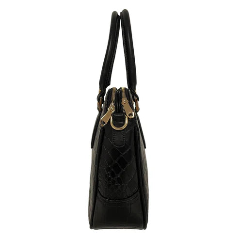 LeatherLuxe Black Crocodile-Style Leather Office Shoulder Bag – Premium functional leather bag with elegant crocodile texture and adjustable strap.