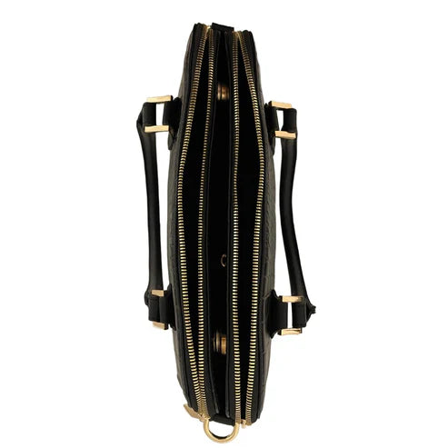 LeatherLuxe Black Crocodile-Style Leather Office Shoulder Bag – Premium functional leather bag with elegant crocodile texture and adjustable strap.