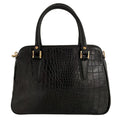 LeatherLuxe Black Crocodile-Style Leather Office Shoulder Bag – Premium functional leather bag with elegant crocodile texture and adjustable strap.