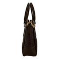 LeatherLuxe dark brown croc-embossed genuine leather office bag for men and women with premium finish and modern professional design