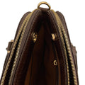 LeatherLuxe dark brown croc-embossed genuine leather office bag for men and women with premium finish and modern professional design