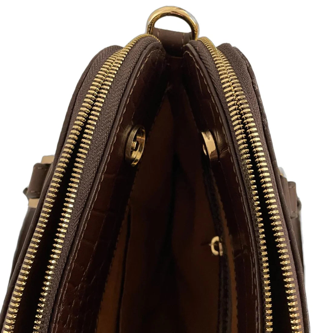 LeatherLuxe dark brown croc-embossed genuine leather office bag for men and women with premium finish and modern professional design
