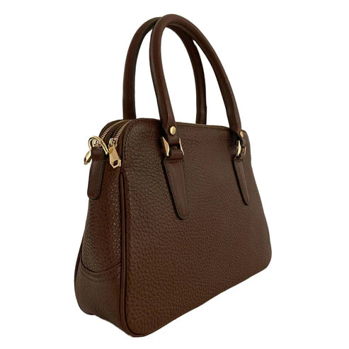 LeatherLuxe brown leather office bag with adjustable shoulder strap, durable stitching, and premium finish — stylish and functional for business and daily use.