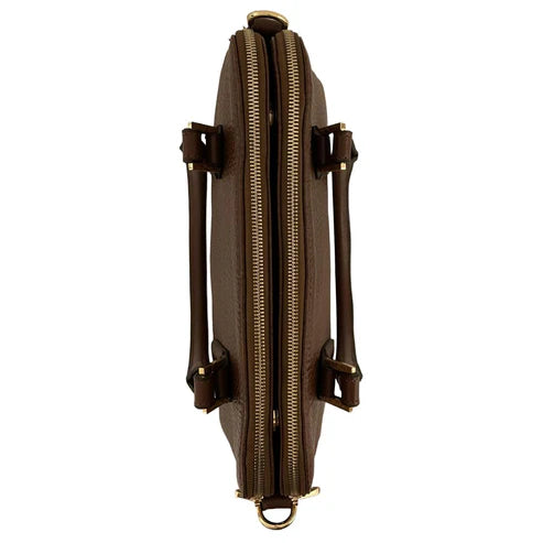 LeatherLuxe brown leather office bag with adjustable shoulder strap, durable stitching, and premium finish — stylish and functional for business and daily use.