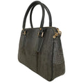 Silver crocodile leather office bag for professionals, stylish luxury business bag with textured design and premium finish