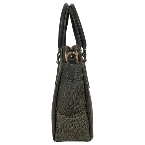 Silver crocodile leather office bag for professionals, stylish luxury business bag with textured design and premium finish