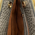 Silver crocodile leather office bag for professionals, stylish luxury business bag with textured design and premium finish